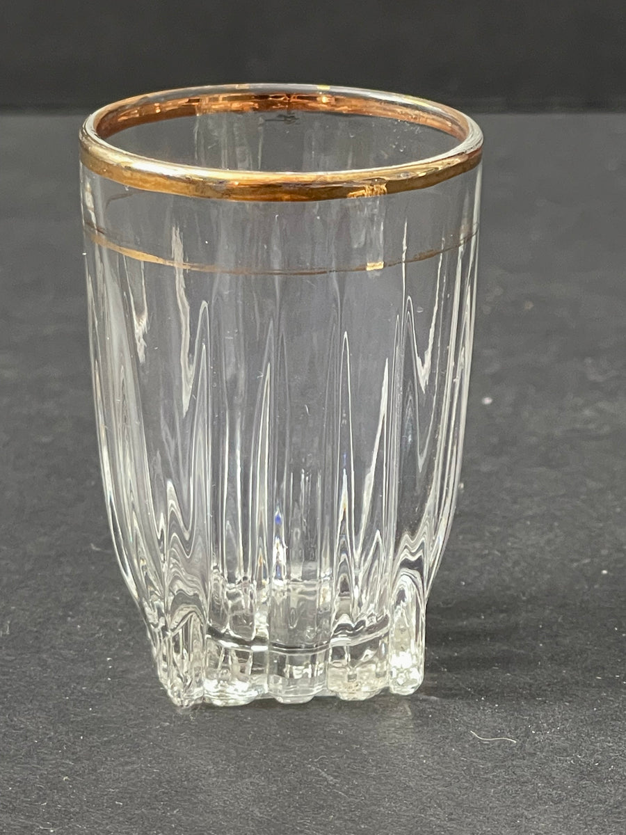Vintage Shot glass Gold Measuring Line & Rim Lot 286