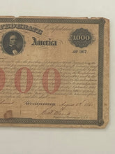 Load image into Gallery viewer, Rare Antique Civil War Confederate 1861 Jefferson Davis $1000 Bond
