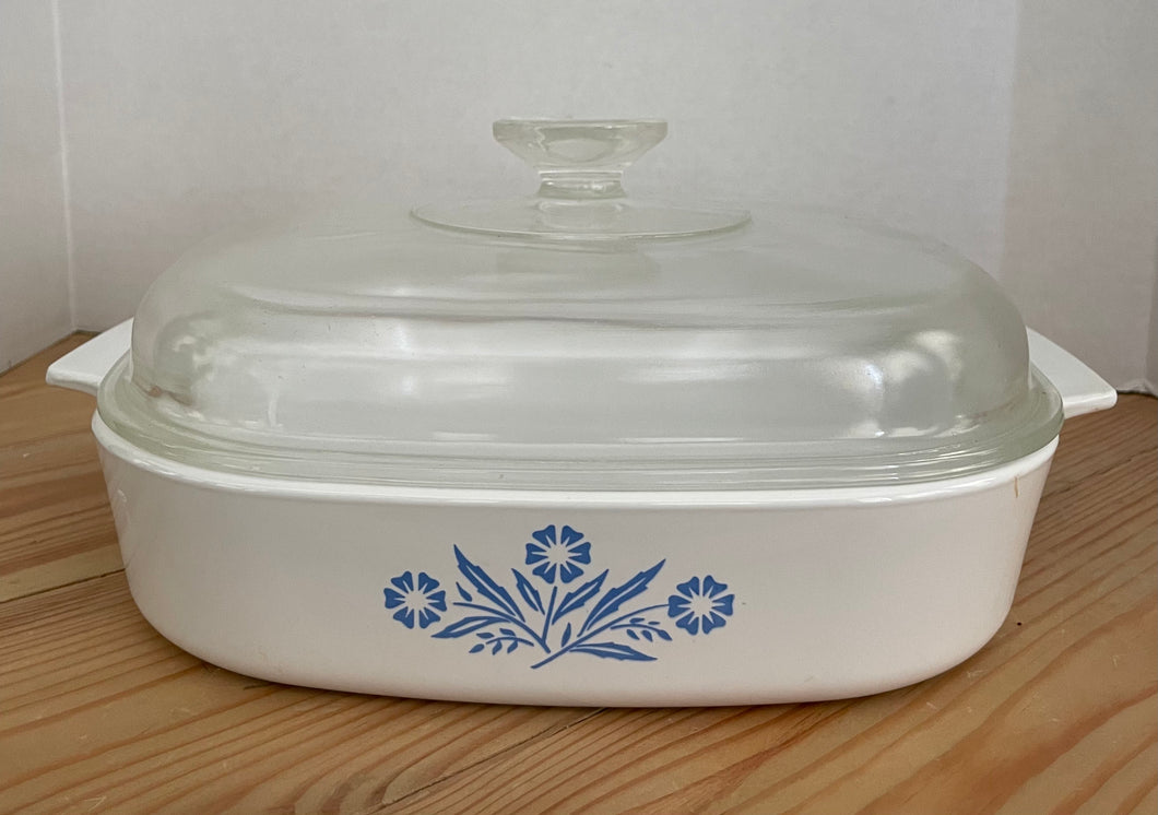 Vintage Pyrex Corningware “Blue Cornflower” with Lid A-10-B 9.75”x9.75”x2”