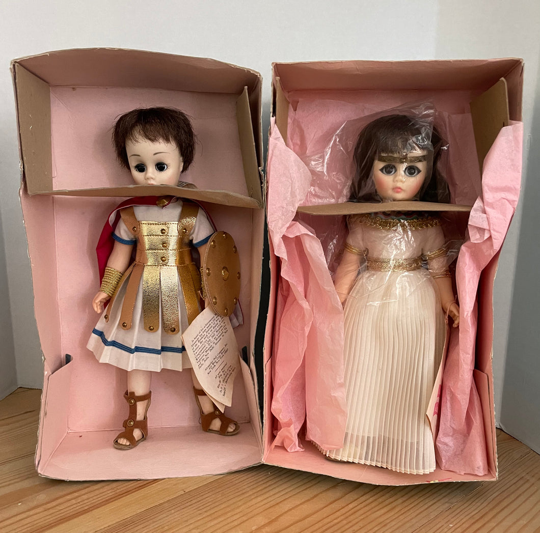 Antique Madame Alexander Cleopatra and Antony Dolls with Original Boxes