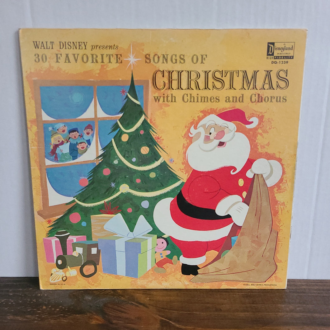 WALT DISNEY- 30 FAVORITE SONGS OF CHRISTMAS WITH CHIMES & CHORUS - 1963 - RARE