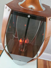 Load image into Gallery viewer, Mid-Century Chrome Smoked Lucite &amp; Walnut Table Lamp Original Shade Lawrin Lamp Company
