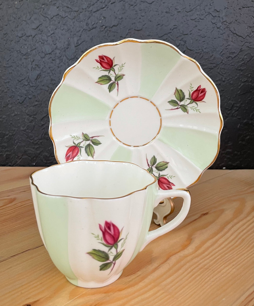 Vintage Crownford Rose Bone China Porcelain Tea Cup & Saucer