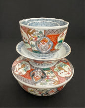 Load image into Gallery viewer, Antique Polychrome Japanese Porcelain Dinner Plate Set
