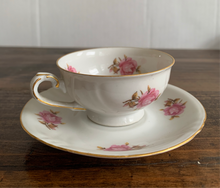 Load image into Gallery viewer, Vintage Imperial Bavaria Porcelain Pink Roses Tea Cup and Saucer
