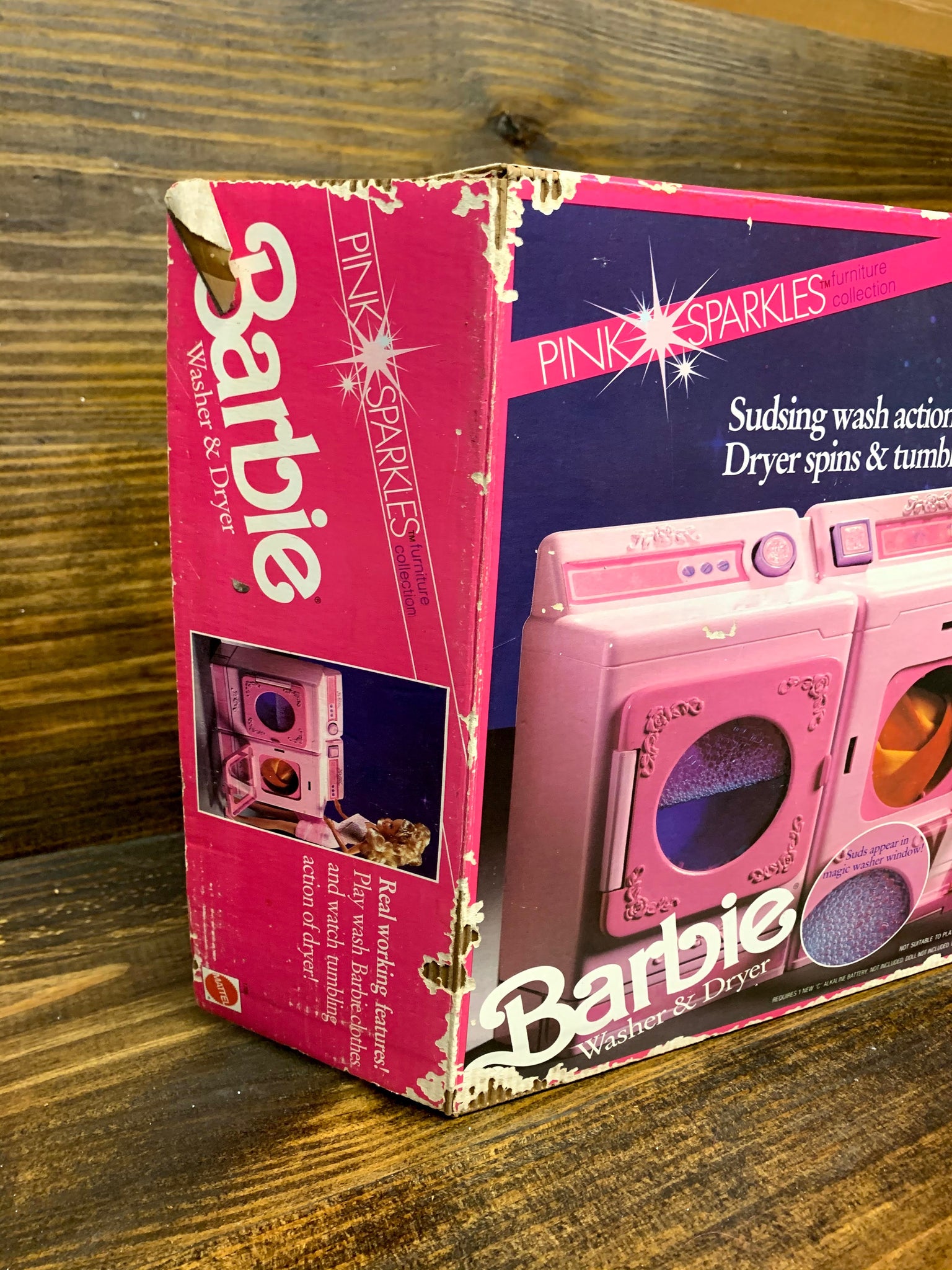 Barbie Sized Vintage Goldlok Toys Washing Machine & Dryer Spins Light WORKS!