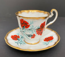 Load image into Gallery viewer, Vintage Royal Adderley Bone China Red Chrysanthemum Porcelain Teacup &amp; Saucer
