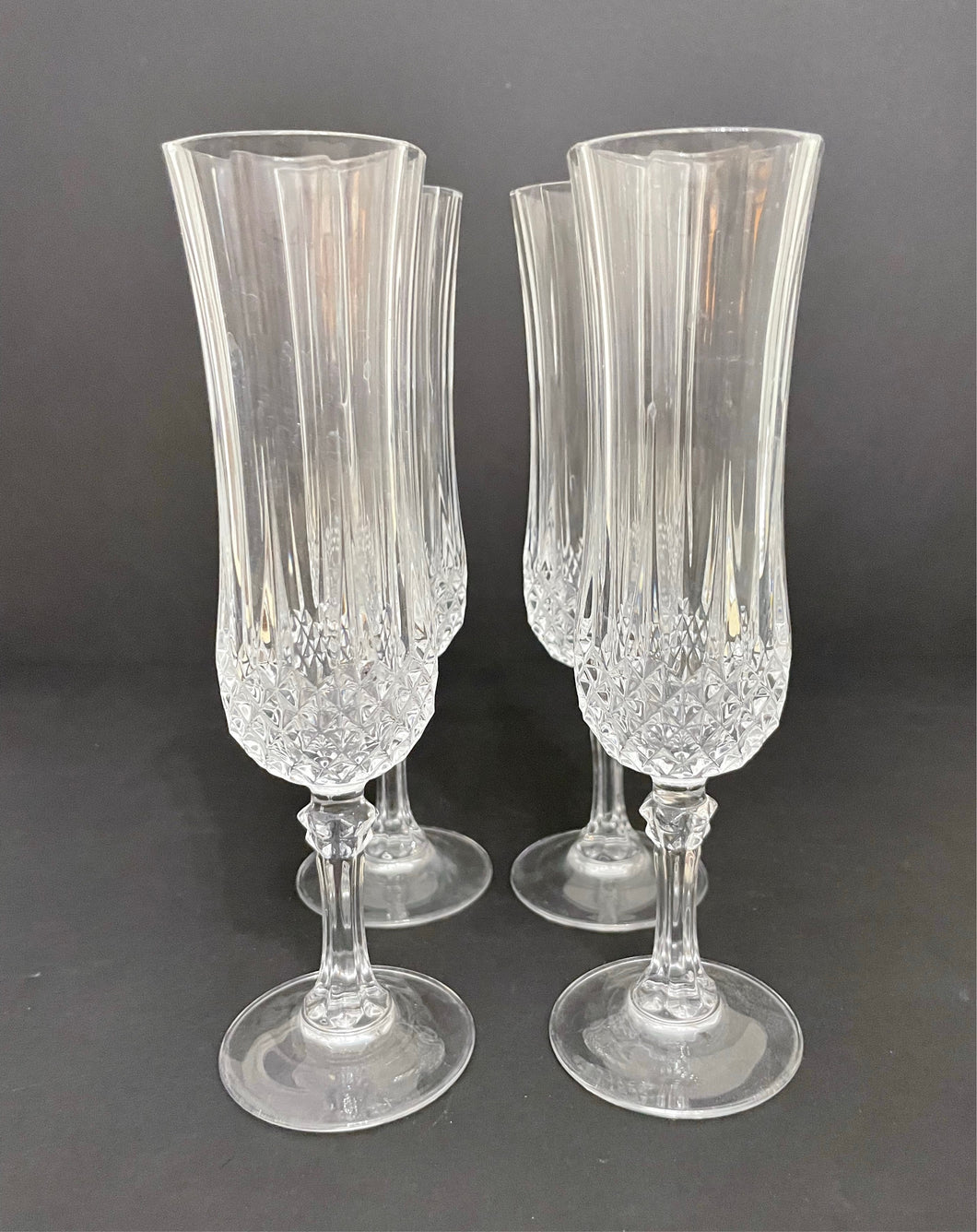 Vintage Clear Crystal Champagne Flutes Set