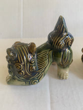 Load image into Gallery viewer, Vintage Chinese Ceramic Crouching Foo Dogs Green Pair
