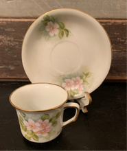 Load image into Gallery viewer, Vintage Porcelain Artist Signed Demi Tea Cup and Saucer
