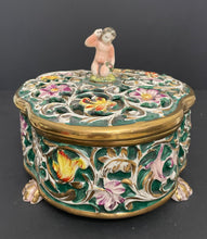 Load image into Gallery viewer, Vintage Italian Capodimonte Footed Cherub Porcelain Trinket Jewelry Box
