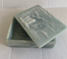 Load image into Gallery viewer, Vintage 1960’s Green Incolay Jewelry Box
