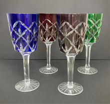 Load image into Gallery viewer, Vintage Cut to Clear Crystal Wine Goblets Set
