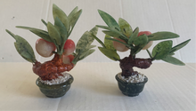 Load image into Gallery viewer, Vintage Jade Peach Bonsai Gem Stone Tree Pair
