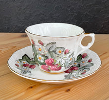 Load image into Gallery viewer, Vintage Royal Grafton Strawberries and Blossoms Bone China Porcelain Tea Cup &amp; Saucer
