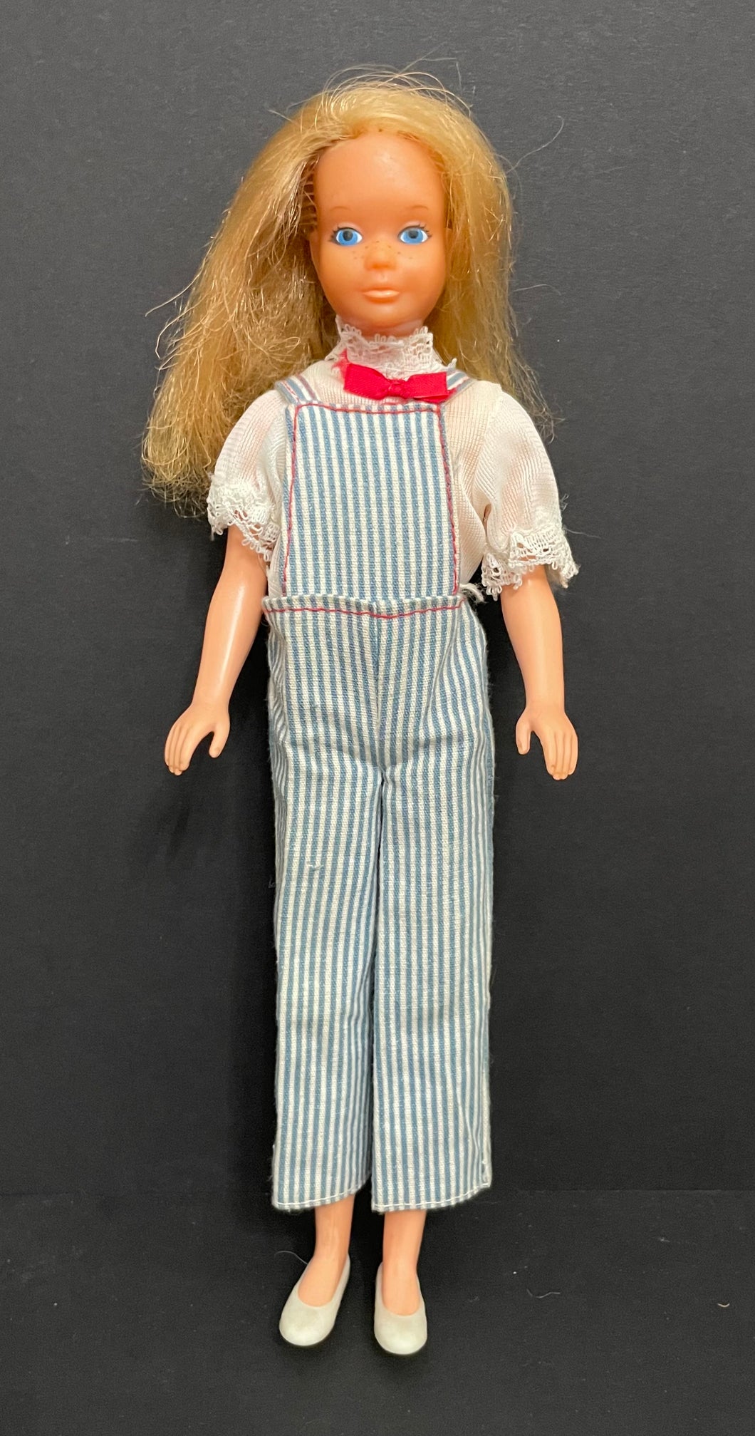 Vintage 1970s Skipper Doll with denim overalls