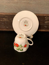 Load image into Gallery viewer, Vintage Rosina Queen’s China Virgina Strawberry Mini Porcelain Teacup &amp; Saucer
