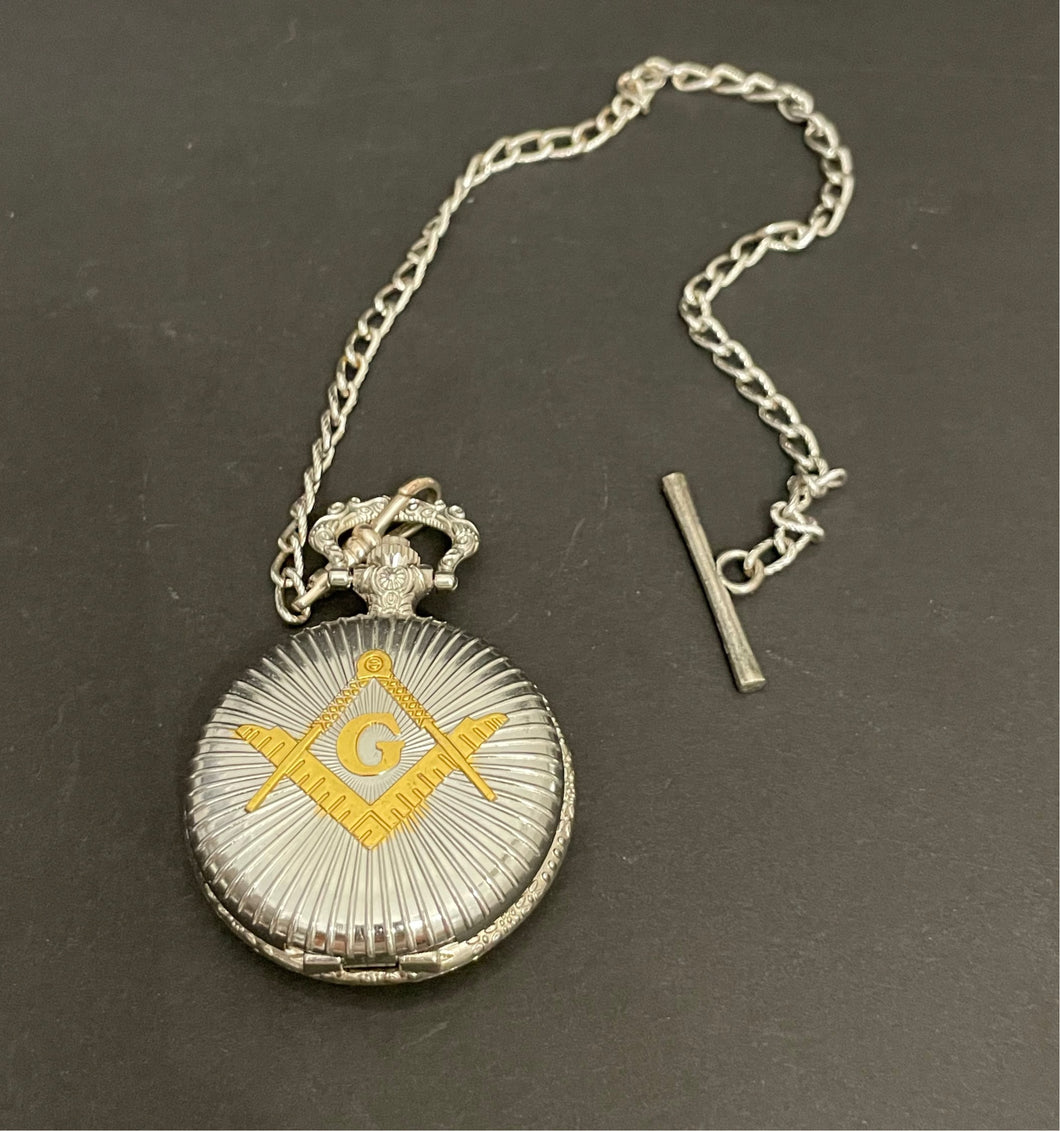 Vintage Masonic Compass Silver Pocketwatch