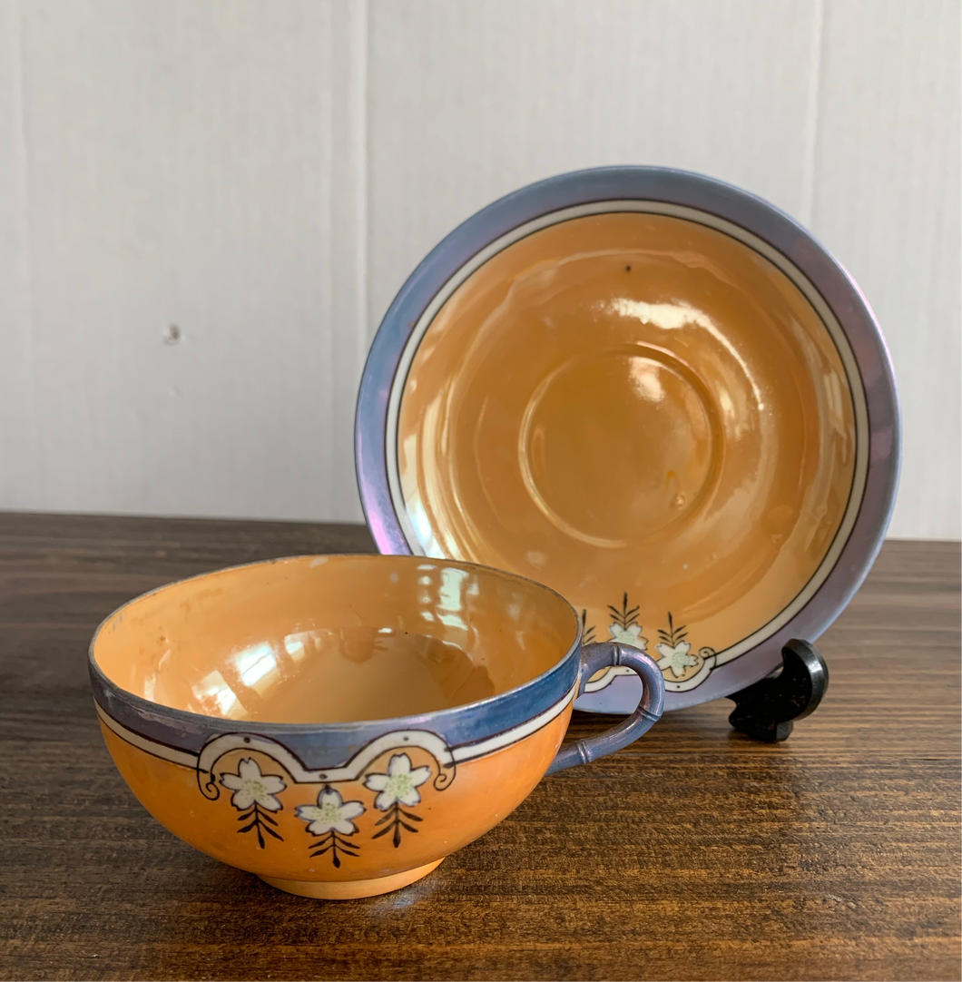 Vintage Japanese Nippon Porcelain Lustreware Tea Cup and Saucer