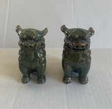 Load image into Gallery viewer, Vintage Chinese Ceramic Sitting Foo Dogs Green Pair
