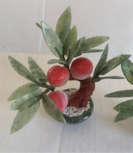 Load image into Gallery viewer, Vintage Jade Peach Bonsai Gem Stone Tree Pair
