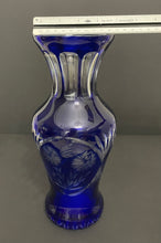 Load image into Gallery viewer, Vintage Cobalt Cut to Clear Lead Crystal Vase
