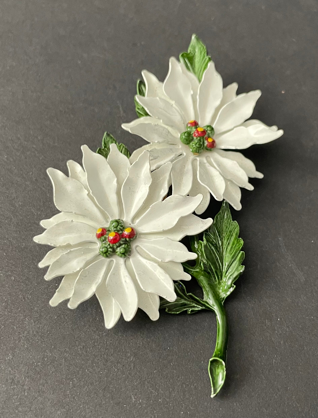 Vintage White Flower Brooch