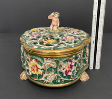 Load image into Gallery viewer, Vintage Italian Capodimonte Footed Cherub Porcelain Trinket Jewelry Box
