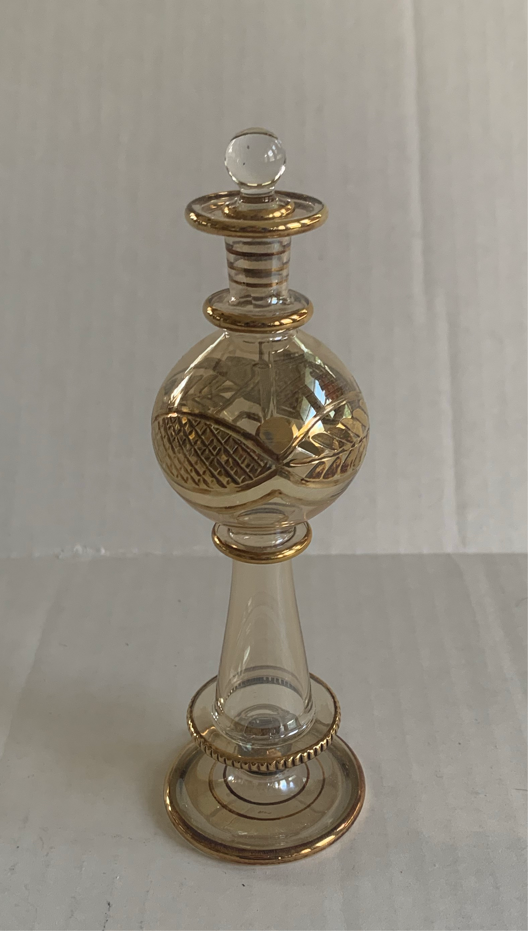 Vintage Egyptian Glass with 24kt Gold Trim Perfume Bottle
