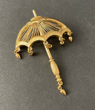 Load image into Gallery viewer, Vintage Monet Gold Tone Umbrella Parasol Brooch

