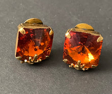 Load image into Gallery viewer, Vintage Large Square Cut Rhinestone Earrings
