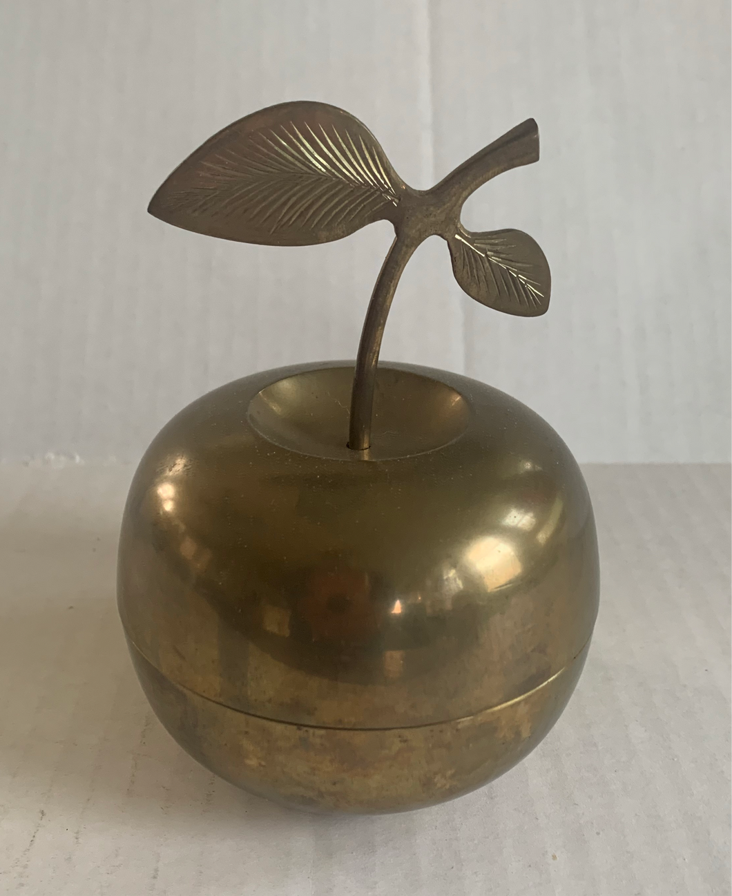 Vintage Brass Apple Trinket Box