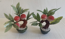 Load image into Gallery viewer, Vintage Jade Peach Bonsai Gem Stone Tree Pair
