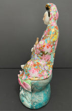 Load image into Gallery viewer, Antique Porcelain Chinese Kwan Yin Guan Yin Goddess Sitting on Lotus Figurine
