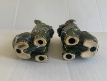 Load image into Gallery viewer, Vintage Chinese Ceramic Sitting Foo Dogs Green Pair
