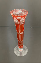Load image into Gallery viewer, Vintage Ruby Cut to Clear Crystal Bud Vase
