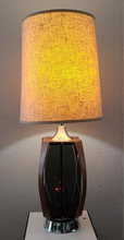 Load image into Gallery viewer, Mid-Century Chrome Smoked Lucite &amp; Walnut Table Lamp Original Shade Lawrin Lamp Company
