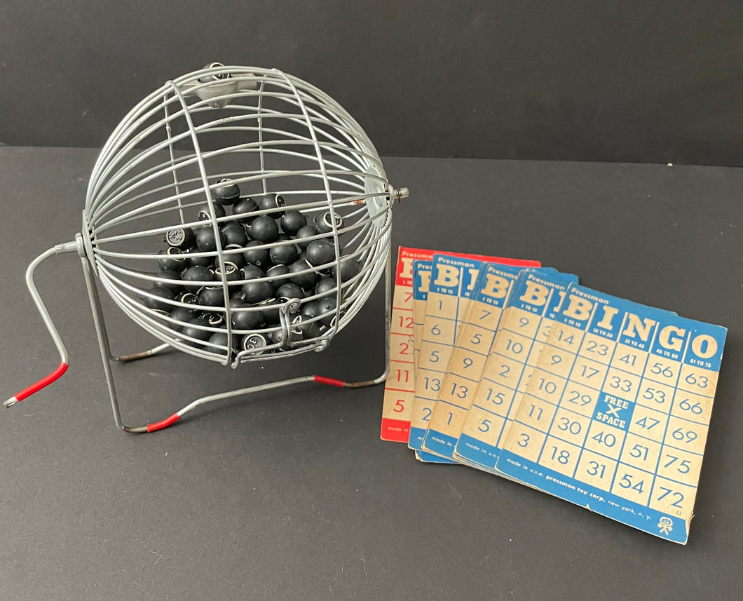 Antique Pressman Bingo Game with Tumbler