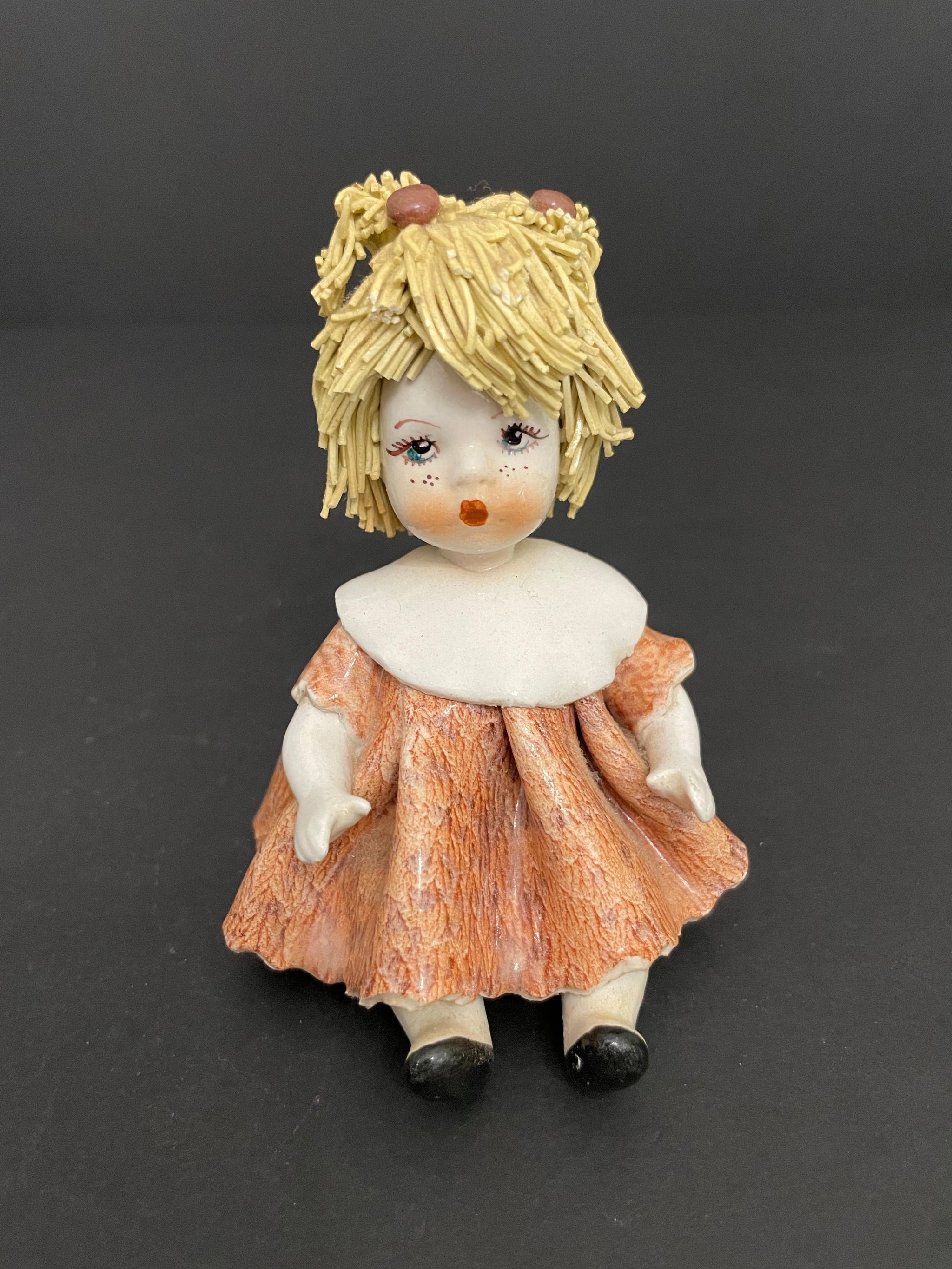 Vintage Italian Zampiva Spaghetti Hair Ceramic Girl Figurine