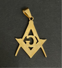 Load image into Gallery viewer, Vintage Masonic Compass Gold Tone Pendant
