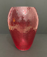 Load image into Gallery viewer, Vintage Cranberry Glass Diamond Pattern Vase
