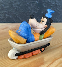 Load image into Gallery viewer, Vintage Walt Disney Productions Porcelain Goofy Napping in Wheelbarrow Figurine

