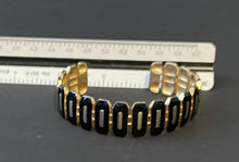 Load image into Gallery viewer, Vintage Black Enamel Faux Link Cuff Gold Tone Bracelet
