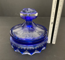 Load image into Gallery viewer, Vintage Cobalt Cut to Clear Crystal Covered Candy Dish
