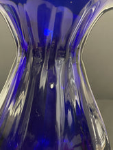 Load image into Gallery viewer, Vintage 1950s Murano Cobalt Glass Ribbed Ruffle Top Vase
