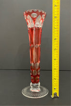 Load image into Gallery viewer, Vintage Ruby Cut to Clear Crystal Bud Vase
