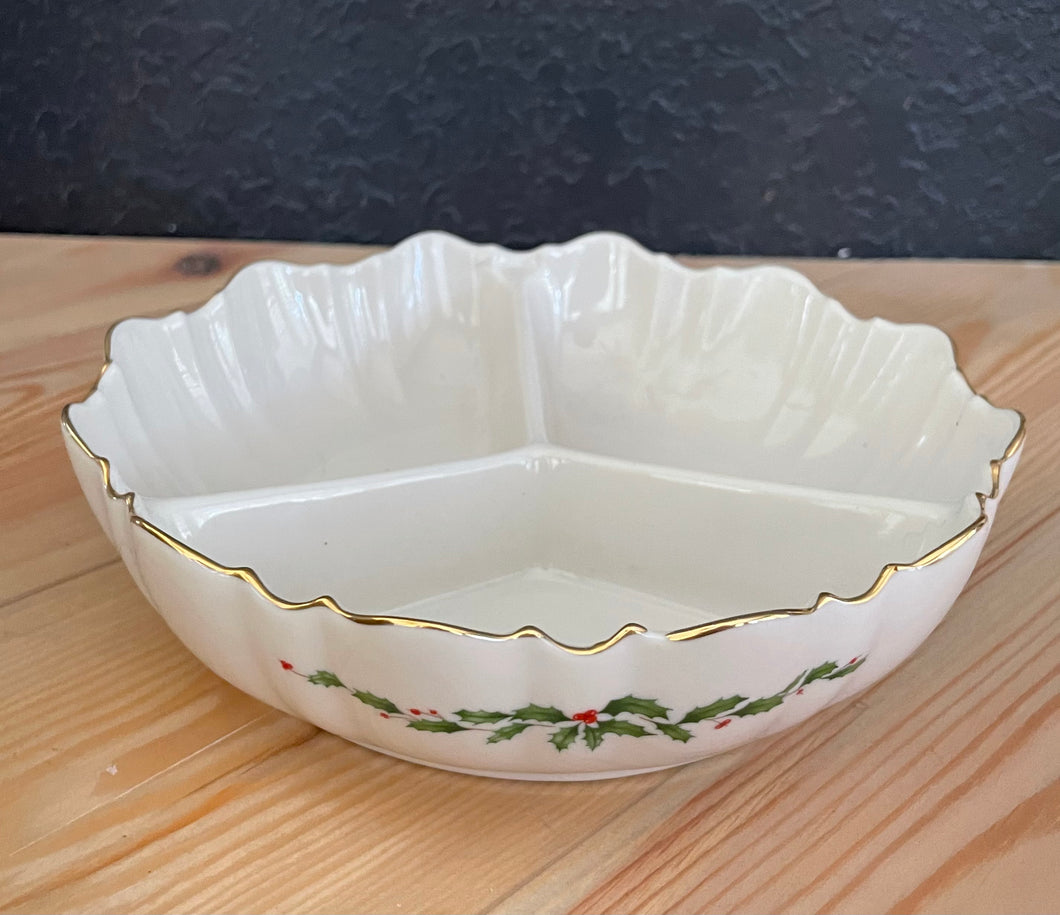 Lenox Porcelain Holiday Divided Candy Dish
