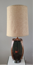 Load image into Gallery viewer, Mid-Century Chrome Smoked Lucite &amp; Walnut Table Lamp Original Shade Lawrin Lamp Company
