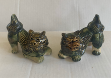 Load image into Gallery viewer, Vintage Chinese Ceramic Crouching Foo Dogs Green Pair
