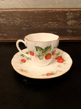 Load image into Gallery viewer, Vintage Rosina Queen’s China Virgina Strawberry Mini Porcelain Teacup &amp; Saucer
